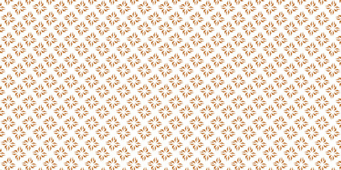 Golden vector floral seamless pattern. Abstract luxury geometric ornamental texture with small flower silhouettes. Gold and white simple ornament in oriental style.