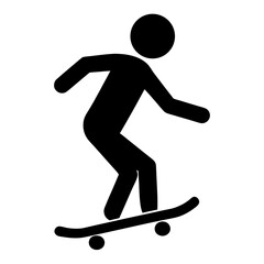 Skateboarder simple stick figure riding a board silhouette vector illustration