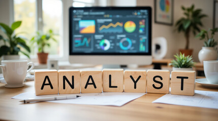 Analyst working on data evaluation and business performance insights for strategic decision-making with copy space