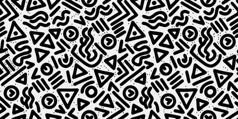 Abstract Black and White Geometric Pattern Seamless Texture