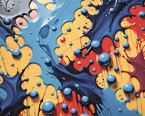 Colorful abstract background of spilled paint and color drops