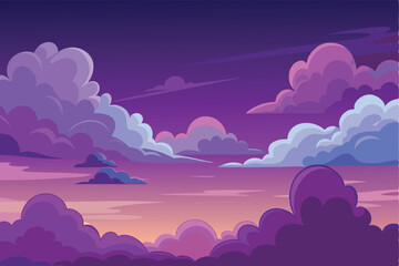 Fototapeta premium Purple Sunset Sky A Dreamy Cloudscape Illustration