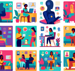 AI in Daily Life – Smart Home Vector Scene