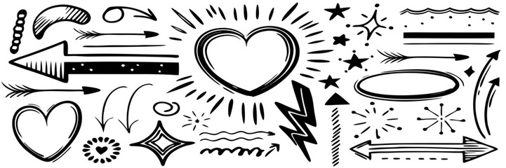 Hand-Drawn Arrows, Hearts, Stars & Design Elements