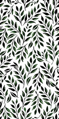 Dark Green Leaves Seamless Pattern Background