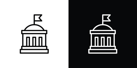 City hall icon isolated silhouette on white background. Vector illustration.