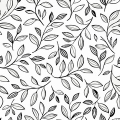 Black and White Leaf Pattern Seamless Texture