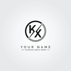 Abstract Letter KX Logo - Initial Monogram Template for Alphabet K and X