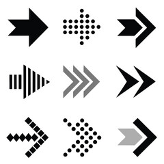 A comprehensive collection of diverse arrow icons, useful for various design applications