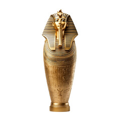 Ancient egyptian golden sarcophagus artifact with hieroglyphics
