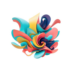 Obraz premium Abstract Colorful 3D Floral Design, Swirling Organic Shapes, Vivid Hues