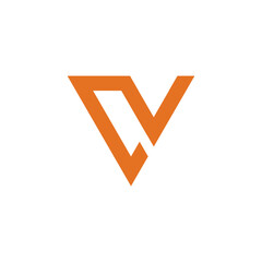 A sharp, angular logo forming an abstract "CV" or "V" in a solid orange color, suggesting dynamism and precision