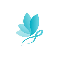  A flowing logo with three light blue petal-like shapes and a graceful, curving tail, evoking a delicate flower or spirit