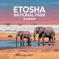 Elephants at Etosha National Park Namibia