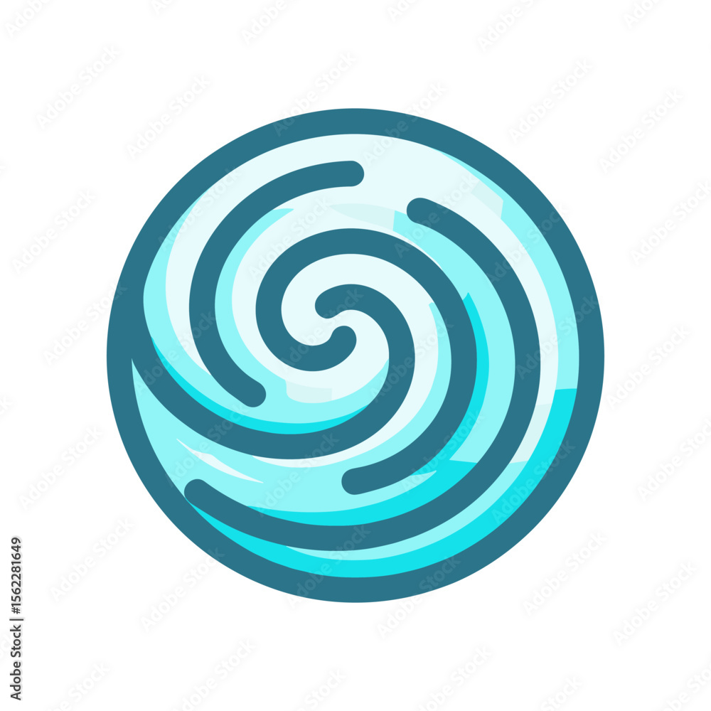 Aufkleber abstract swirl design representing movement and fluidity in a serene blue color palette