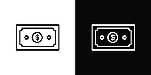 Money icon isolated silhouette on white background. Vector illustration.