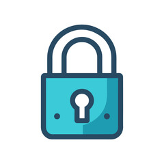 A stylized blue padlock symbolizing security and protection, set against a minimalist background