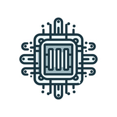 Abstract illustration of a microchip with intricate circuitry design, symbolizing technology