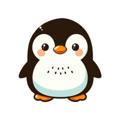 Cute cartoon penguin character standing on a white background, ideal for children's book illustrations