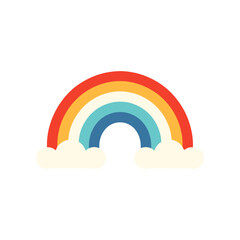 A vibrant rainbow arching over fluffy clouds against a clear sky, symbolizing hope and joy (1)