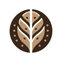 Abstract design featuring a symmetrical leaf pattern in earthy tones, suitable for nature-themed projects