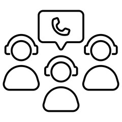 Call center iconography illustration. Simple outline person activity icon.