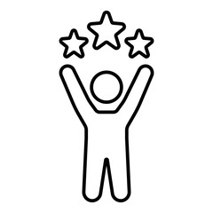 Person stars rating iconography illustration. Simple outline person activity icon.