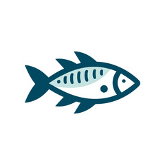 Stylized illustration of a fish swimming in a minimalist style against a white background