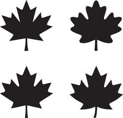 Fototapeta premium Maple leaf silhouette set vector illustration isolated On Transparent Background