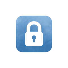 Blue padlock icon representing security and protection in digital environments and online privacy for technology and web safety applications Transparent background or PNG