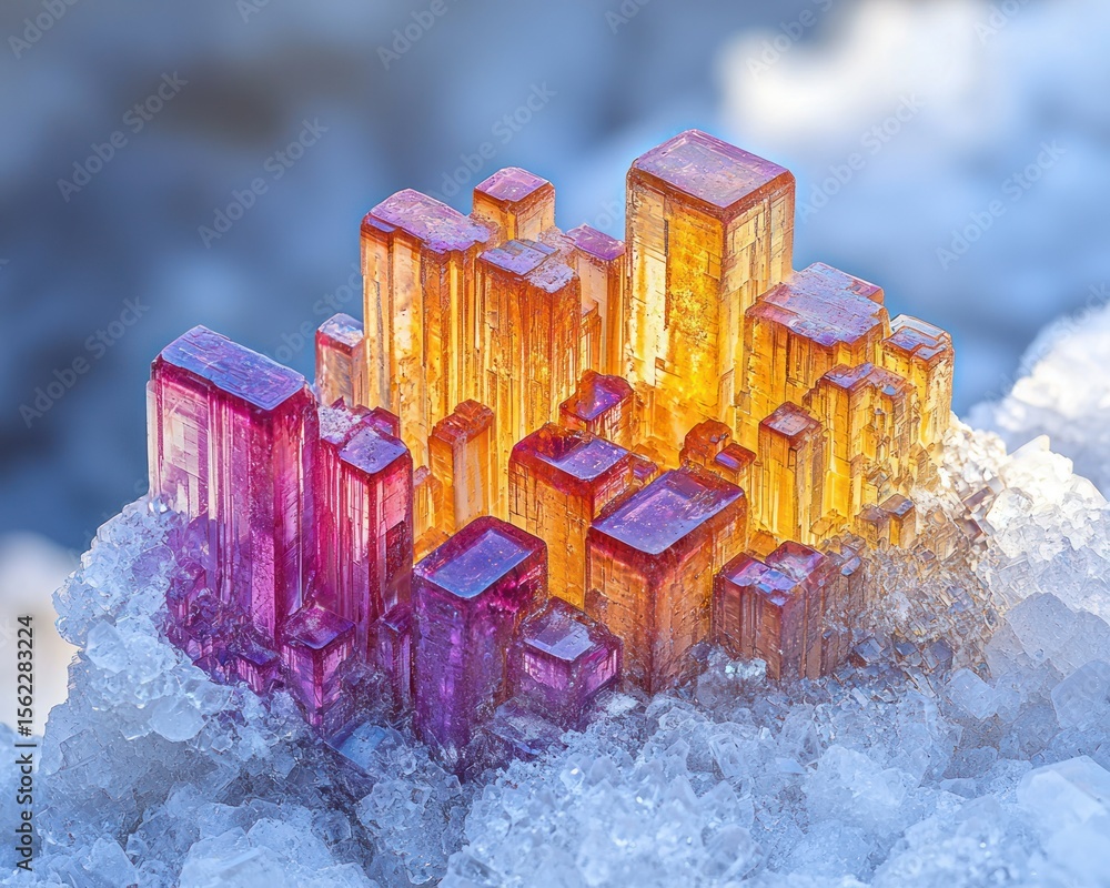 Poster gemmy colorful crystal cluster on a matrix