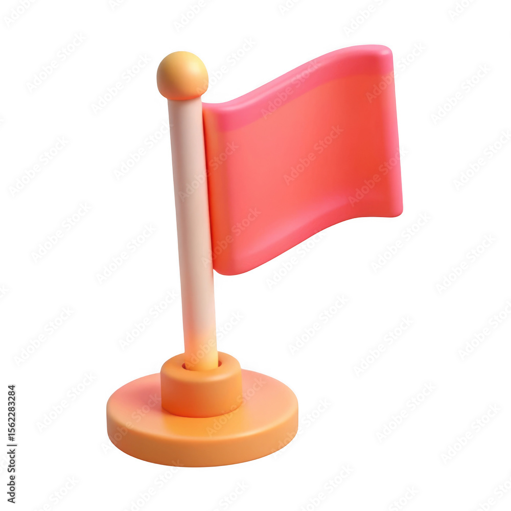 Poster pink 3d flag icon isolated on transparent background