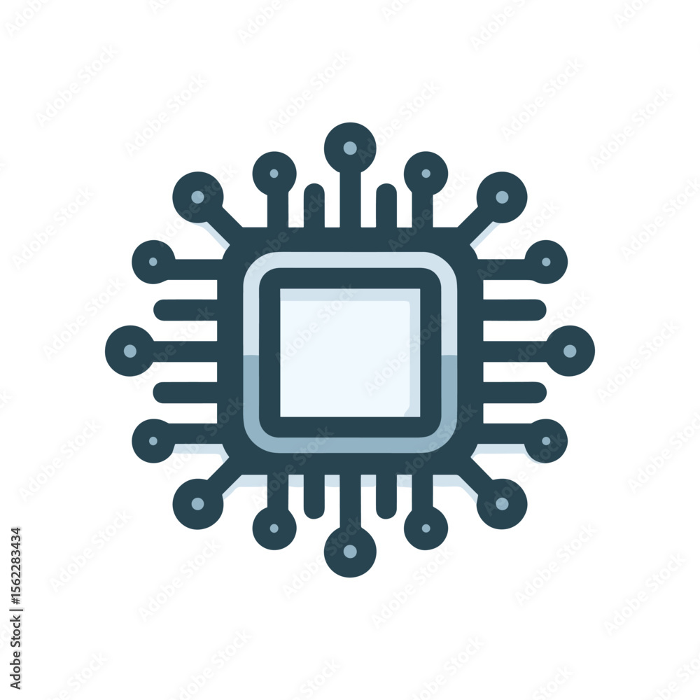 Aufkleber illustration of a microchip with connecting circuits, symbolizing technology and innovation