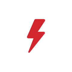 Bright Red Lightning Bolt Icon Symbolizing Power Energy and Electricity on a Minimalistic Background Transparent background or PNG