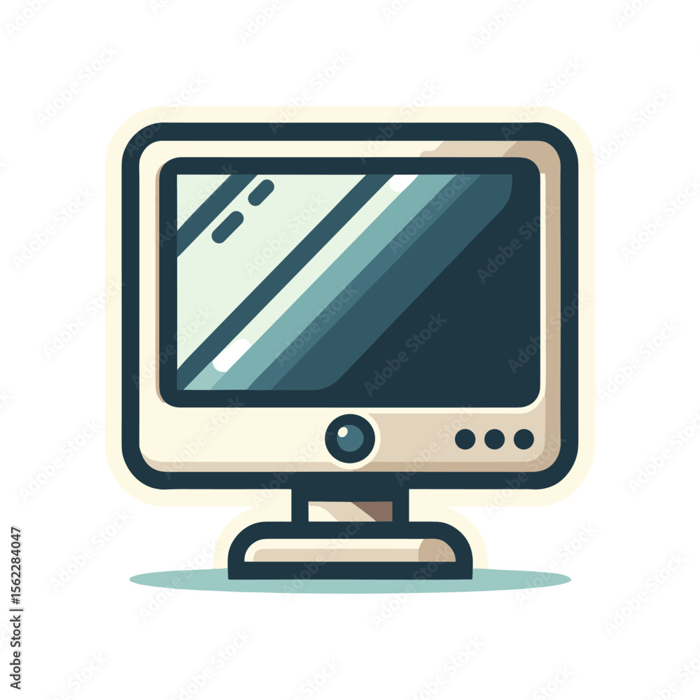 Fototapete Retro computer monitor illustration with a sleek design, set against a minimalistic background