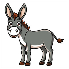 Adorable donkey vector illustration isolated on white. Charming farm animal graphic perfect for agricultural branding and kids educational materials.