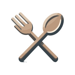Crossed fork and spoon graphic representing dining themes in a minimalistic style