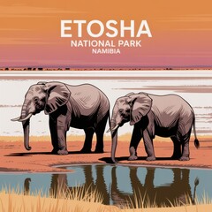 Elephants at Etosha National Park Namibia