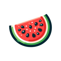 A vibrant slice of watermelon showcasing its juicy red flesh and black seeds, perfect for summer