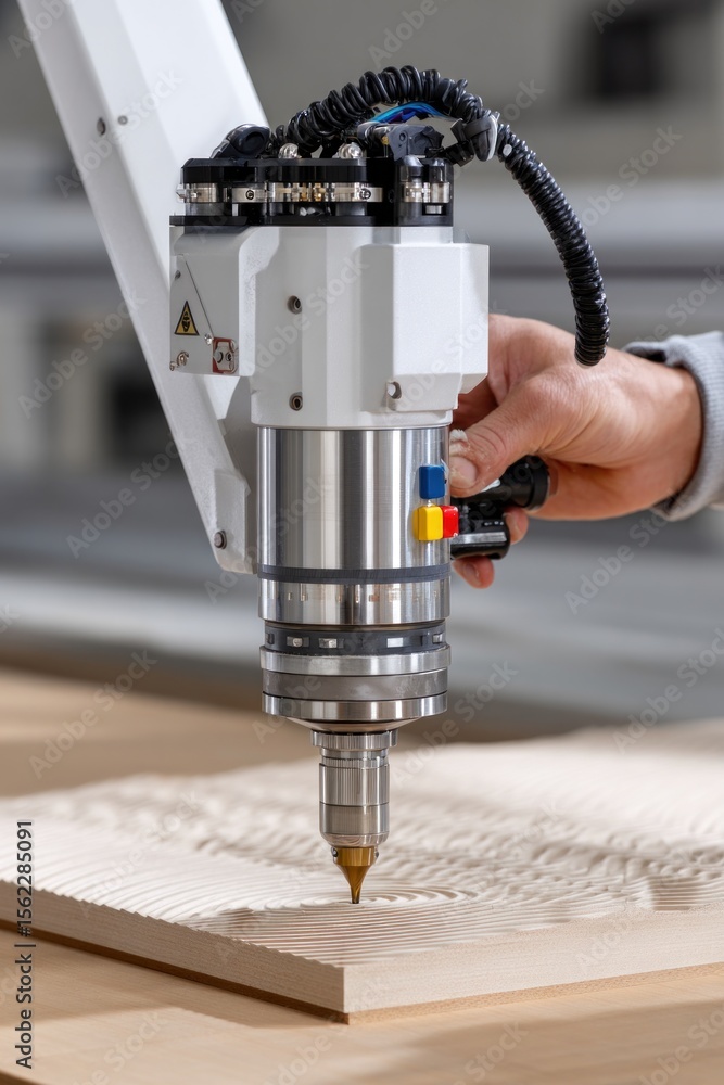Poster woodworking cnc machine processing lumber in modern factory
