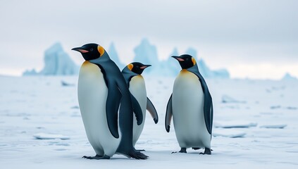 Fototapeta premium Majestic King Penguins in Antarctica A Stunning Wildlife Encounter