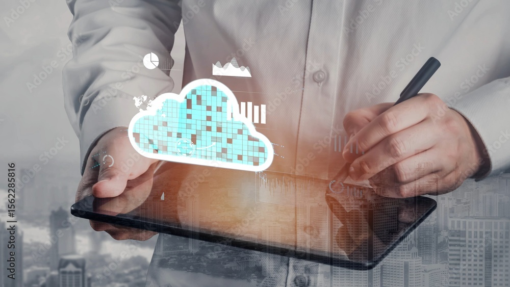 Poster cloud computing, cloud strategy, and cloud technology transforming digital infrastructure with scala