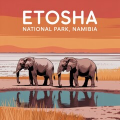Elephants at Etosha National Park Namibia