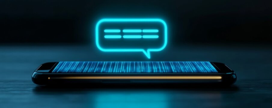Neon Message on Phone Screen, communication, smartphone