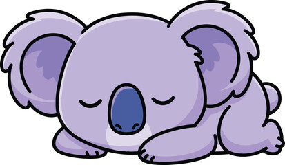 Fototapeta premium Adorable cartoon koala sleeping peacefully vector illustration