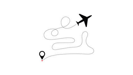 Airplane route vector illustration for travel destination and journey with dotted line