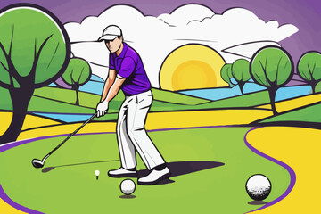 Obraz premium Golf player retro style