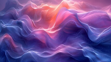 Abstract flowing waves of color in shades of purple, pink, orange, and blue tones