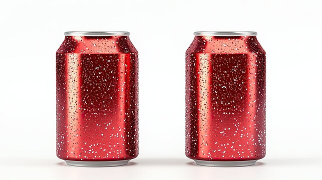Soda cans on a white background, ideal for beverages, refreshment, and casual dining imagery.