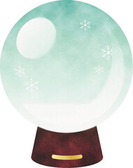 Watercolor snow globe illustration for Christmas decoration
